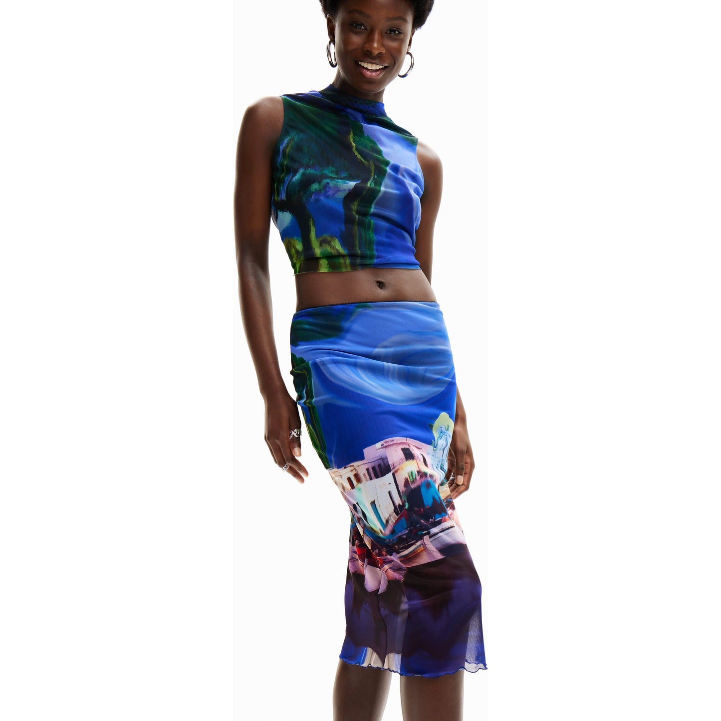 Desigual Medieval Blue Skirt 24SWFK05 5074