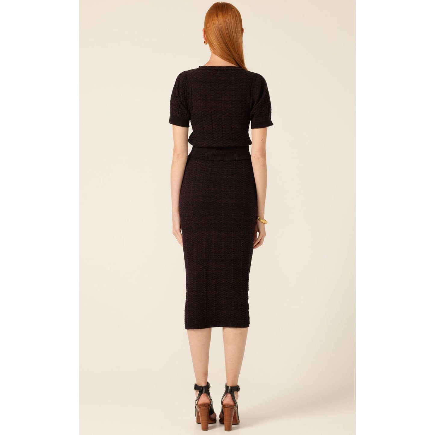 Sacha Drake Chevron Knit S/S Top Sangria Black
