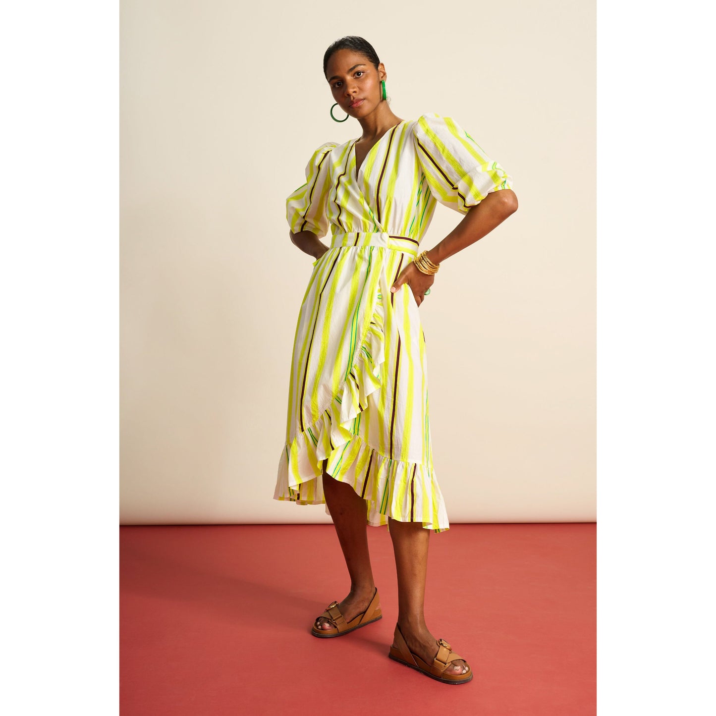 POM striped lemon Dress SP7814