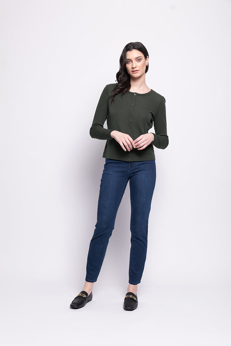 Foil Time Wool Tell Cardigan (Navy, Moss, Black or Still water)