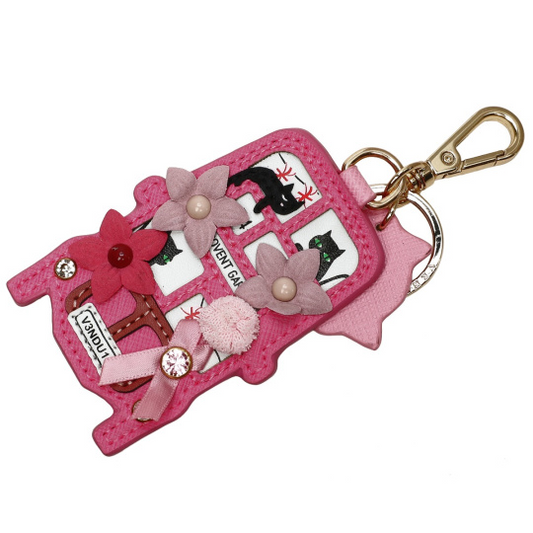 Vendula Pink Ribbon London Cats & Corgies Pink Bus Key Charm