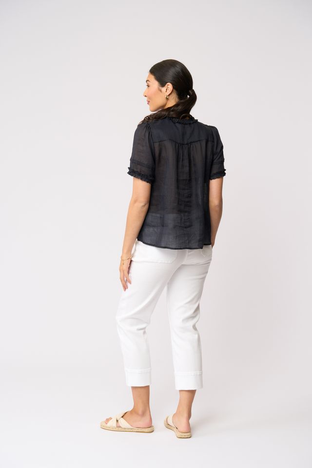 Foil Frill Of It Blouse True Navy