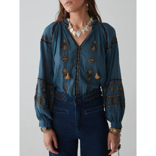 Maison Hotel Audrey Blouse (dipinto blu or Nuvola)