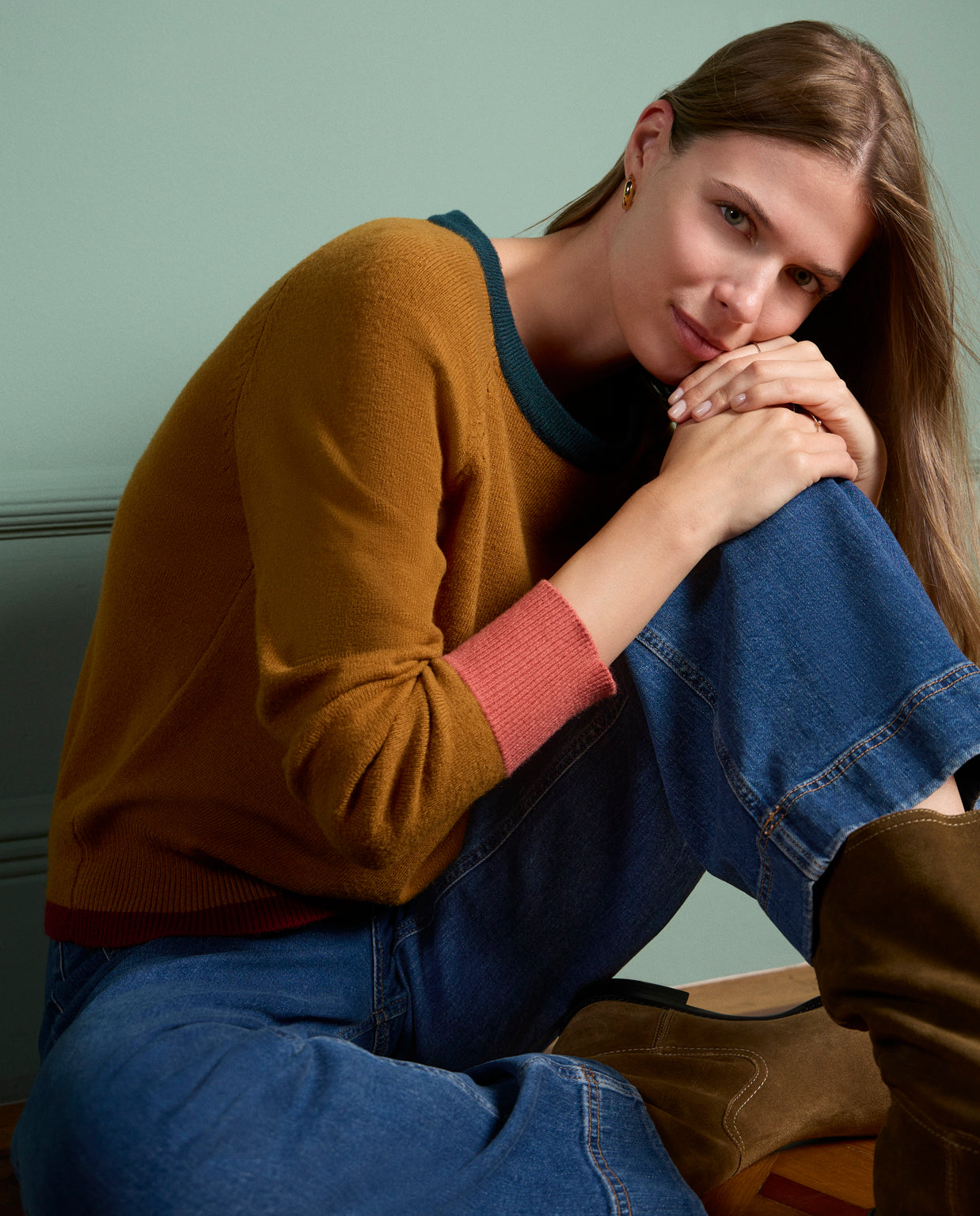 Surkana Camel Round-neck Sweater