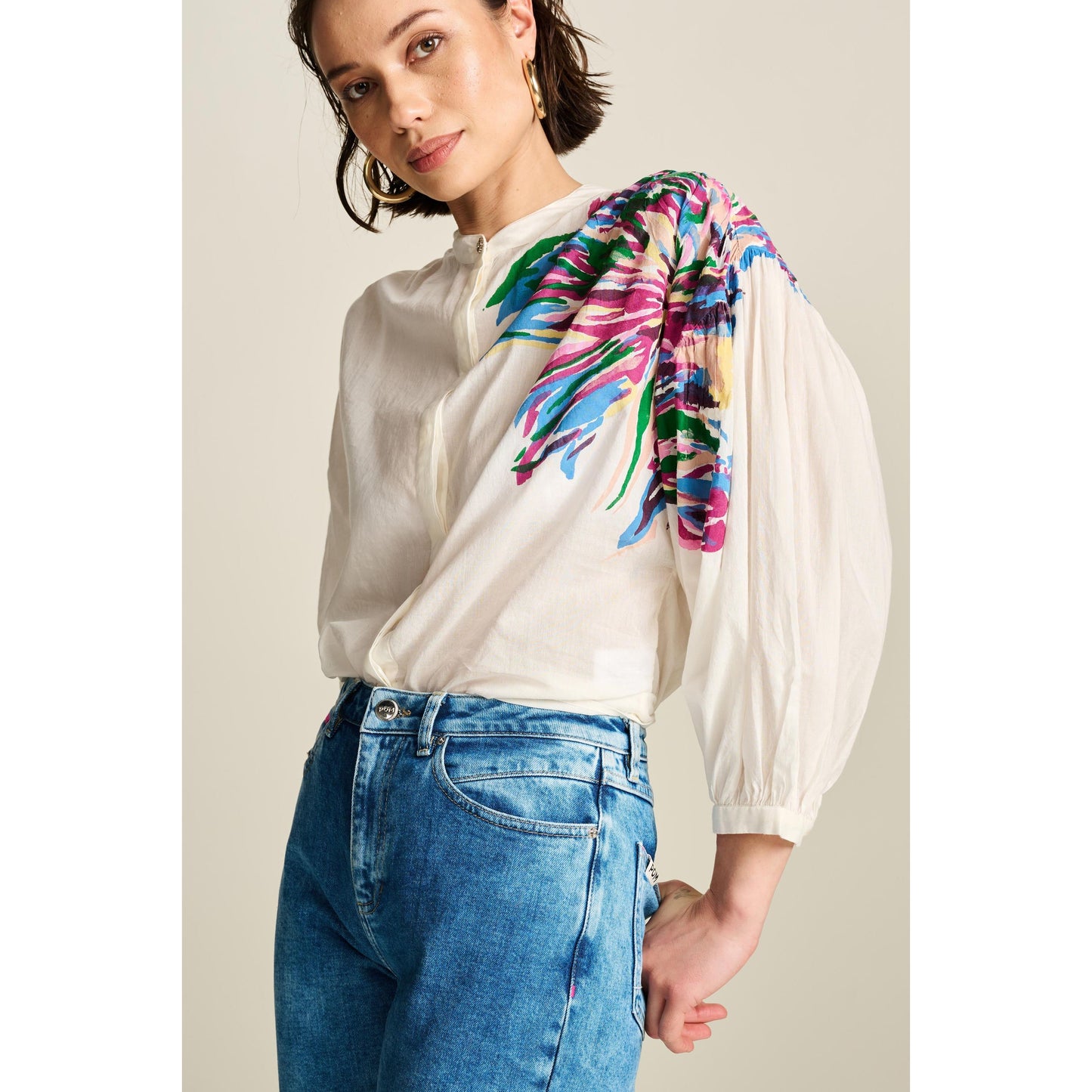 POM Sicilian Ecru blouse SP7804
