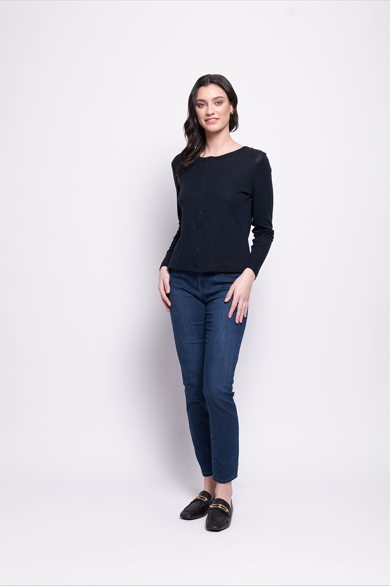 Foil Time Wool Tell Cardigan (Navy, Moss, Black or Still water)