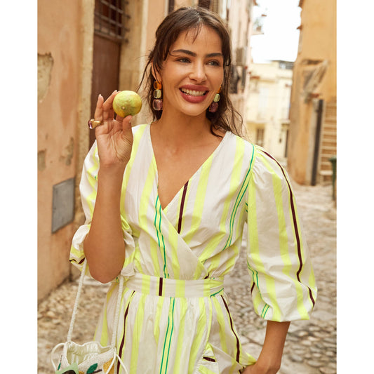 POM striped lemon Dress SP7814