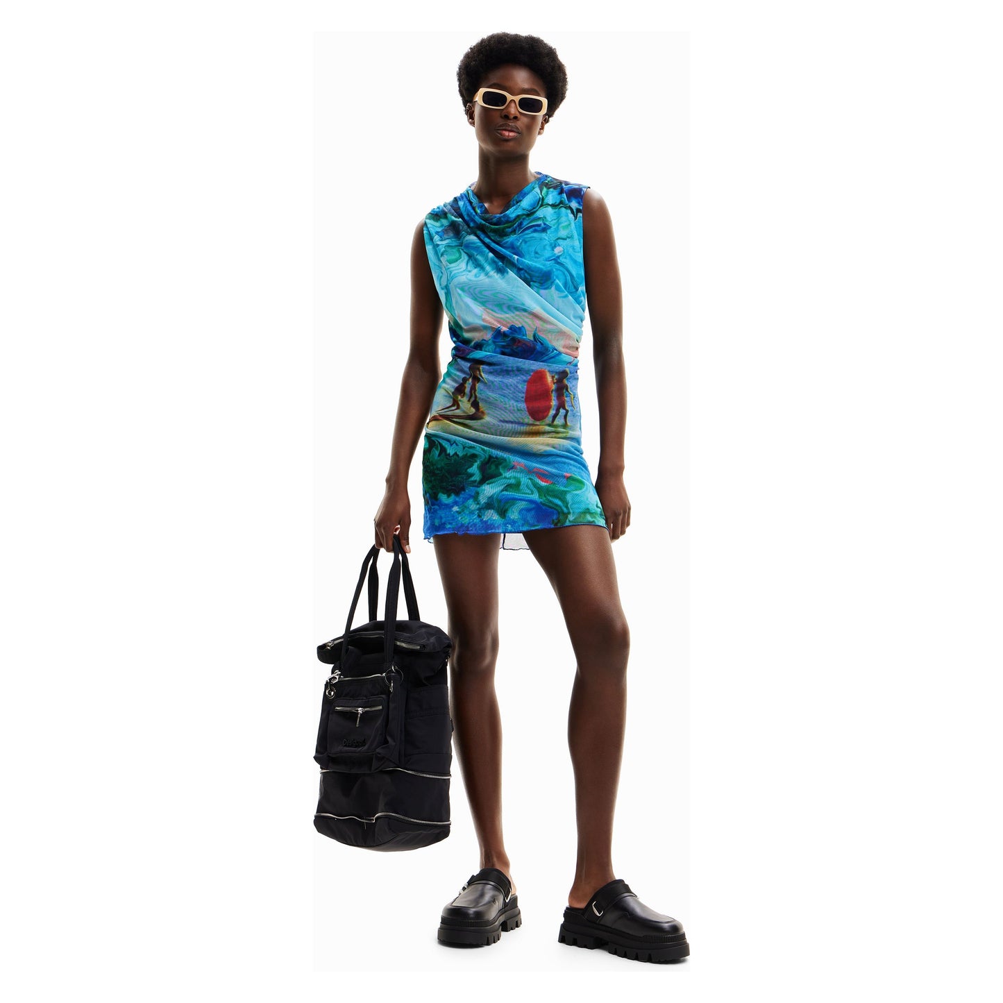 Desigual Turquoise Dress 24SWVK68 5013