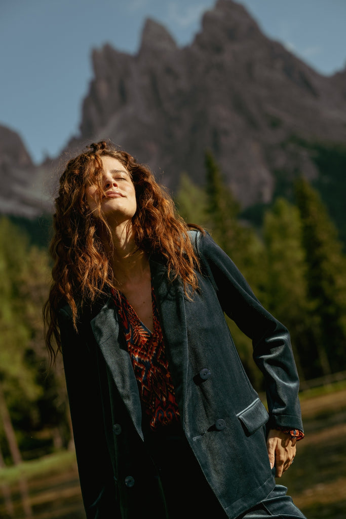 Traffic People Ava Rose Jacket - Steel Blue