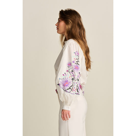 POM Embroidery Ecru Blooming blouse SP7745