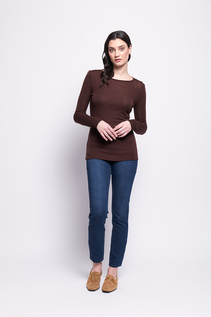 Foil Fine Merino Crew neck top (Black, Moss or Raisin)