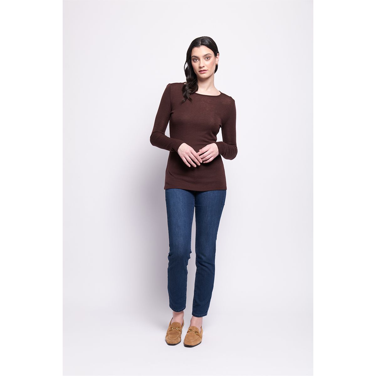 Foil Fine Merino Crew neck top Black