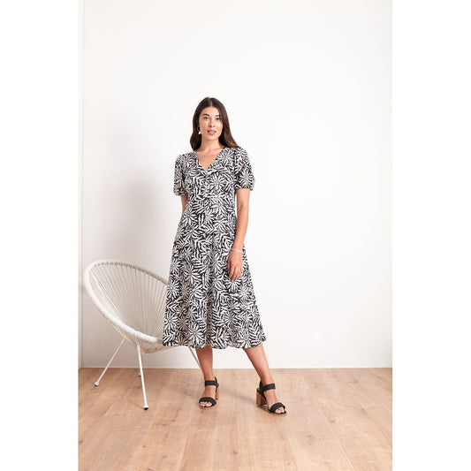 Foil Well Cut Dress (Frolic Navy or Luscious)