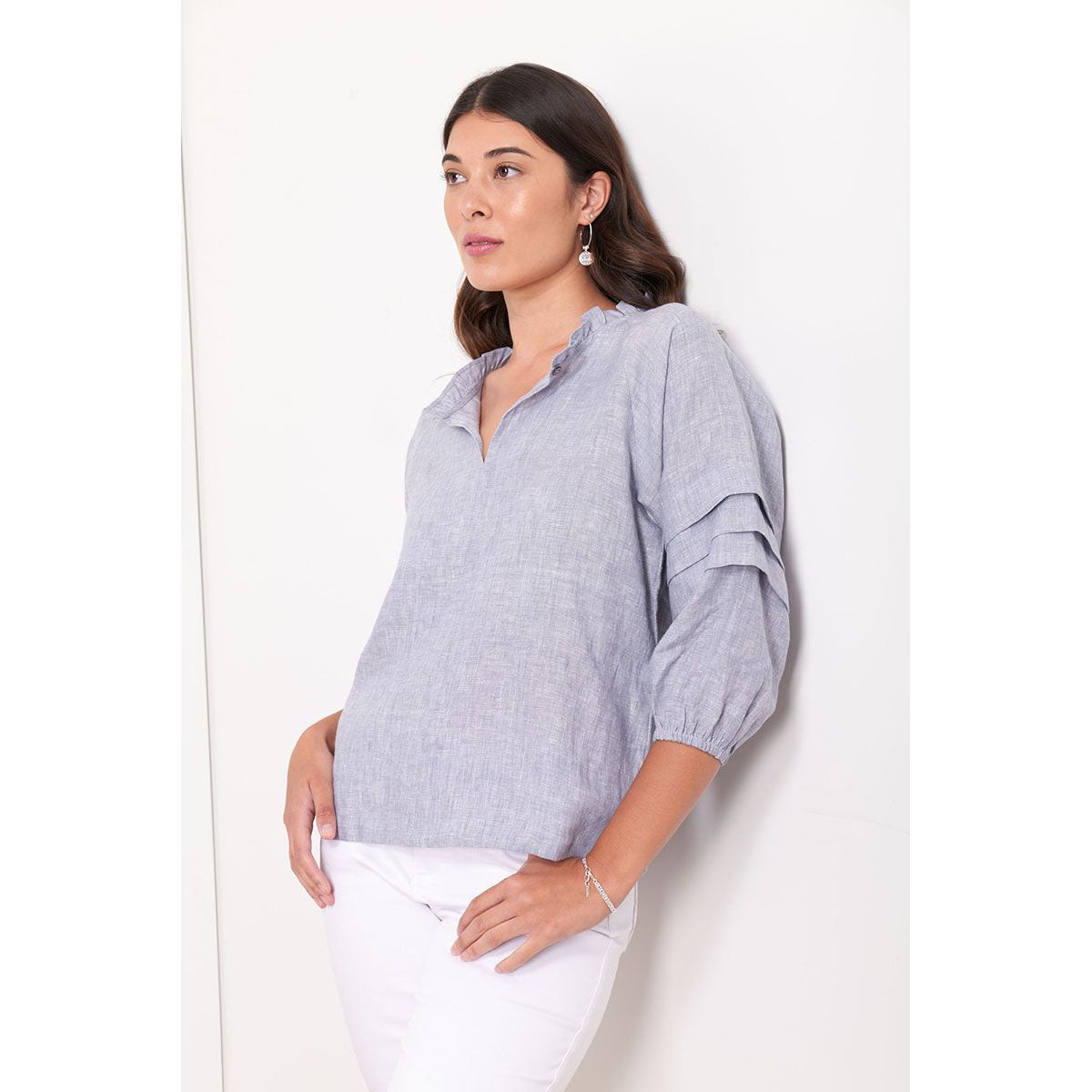 Foil In the Fold Top (Chambray, Minty, White Into the blue or Green)