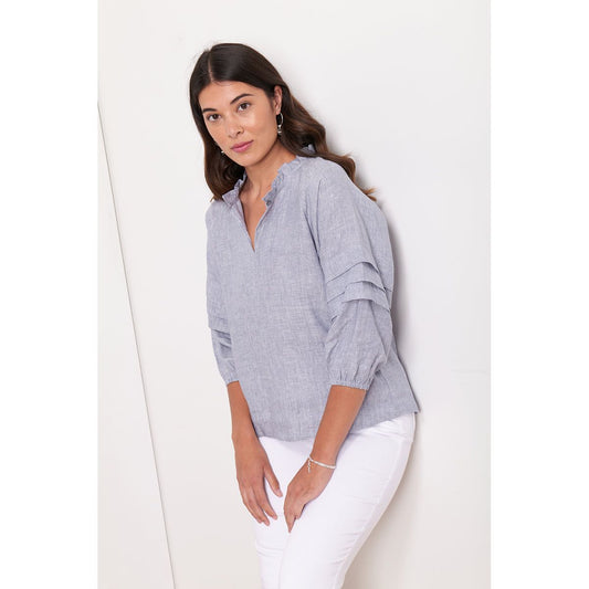 Foil In the Fold Top (Chambray, Minty, White Into the blue or Green)