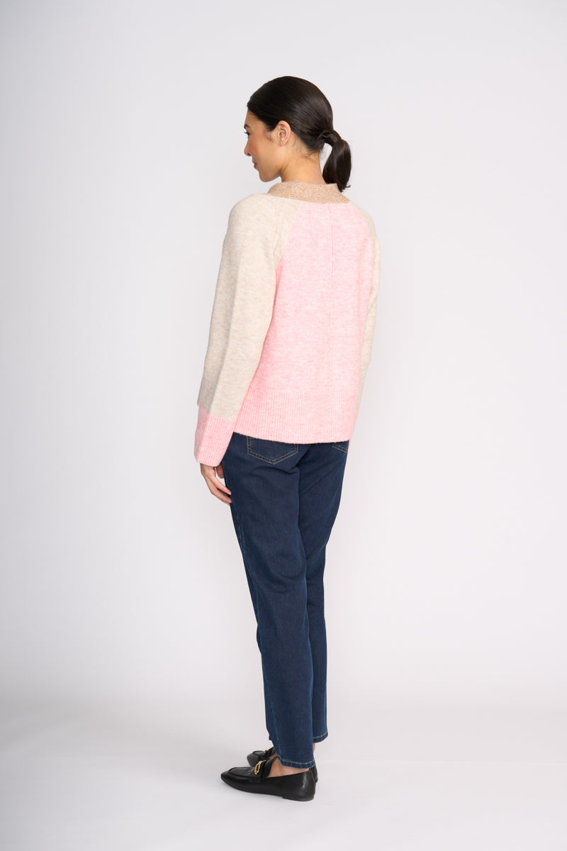 Foil Plush Love Cardi Pink Combo