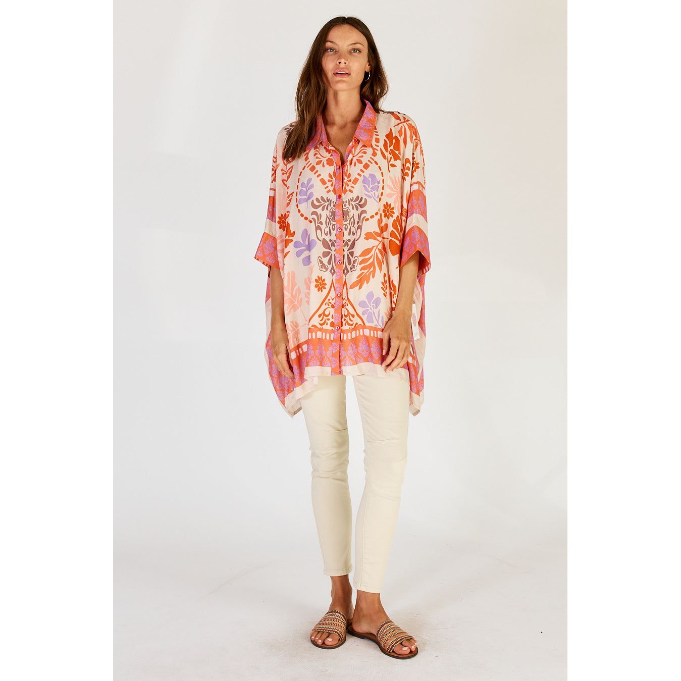 Lula Soul Carara kaftan Shirt Blue or Stone