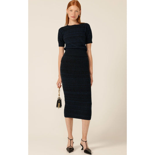 Sacha Drake CHEVRON KNIT PENCIL SKIRT IN OCEAN BLACK S02-KNIT