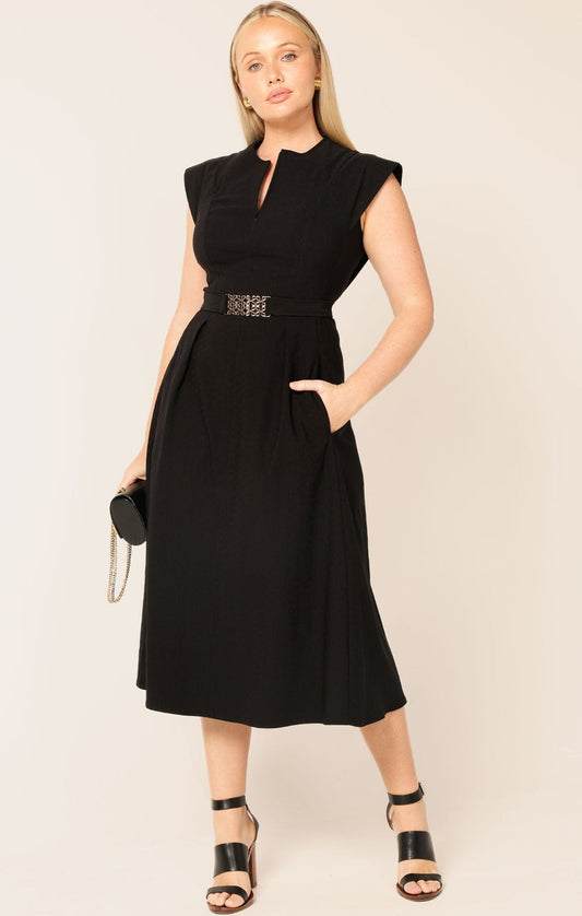 Sacha Drake ZIP FRONT FIT AND FLARE DRESS IN BLACK D10-SOC