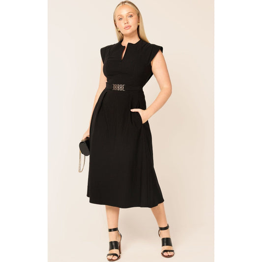 Sacha Drake ZIP FRONT FIT AND FLARE DRESS IN BLACK D10-SOC