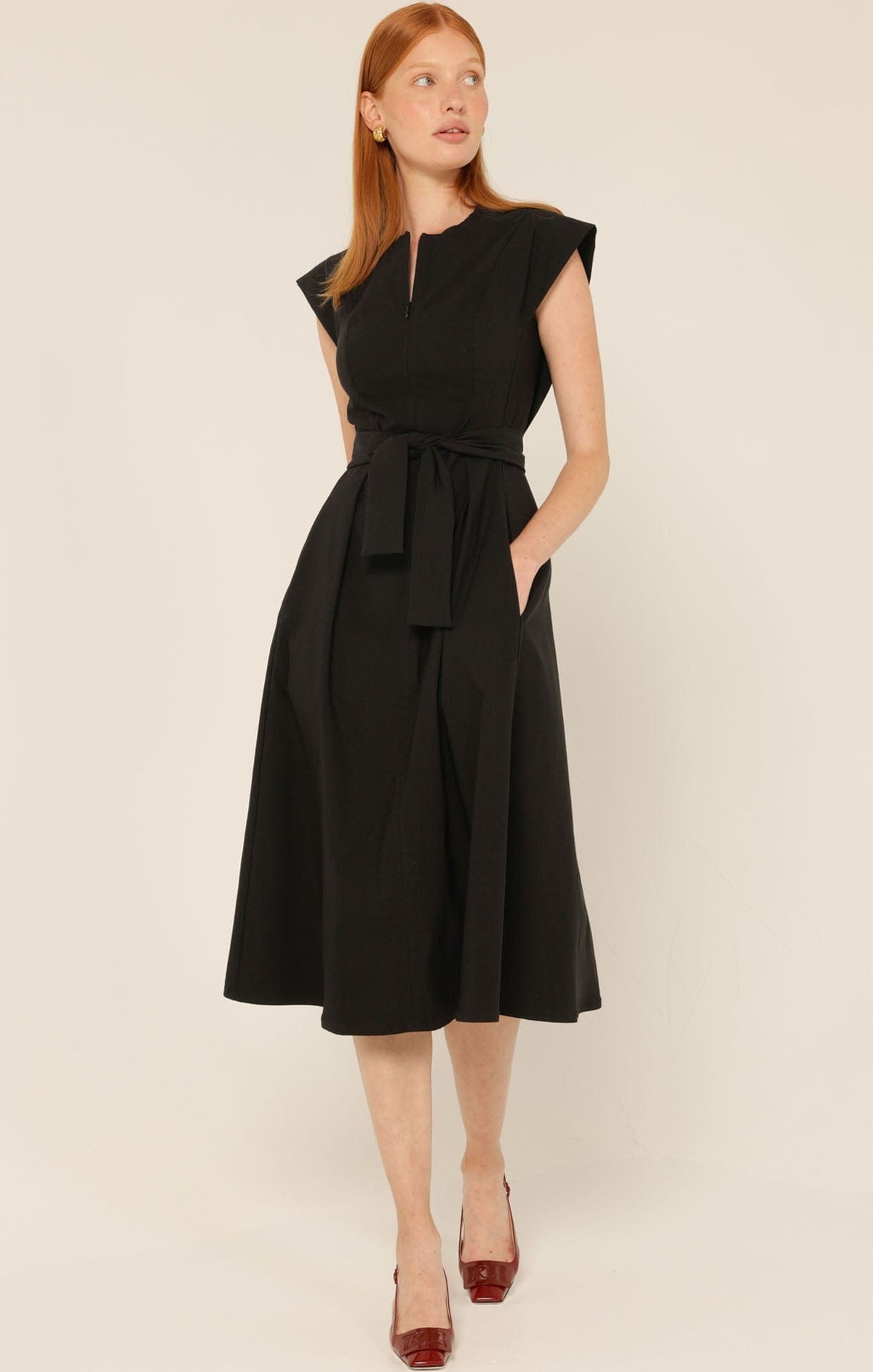 Sacha Drake ZIP FRONT FIT AND FLARE DRESS IN BLACK D10-SOC
