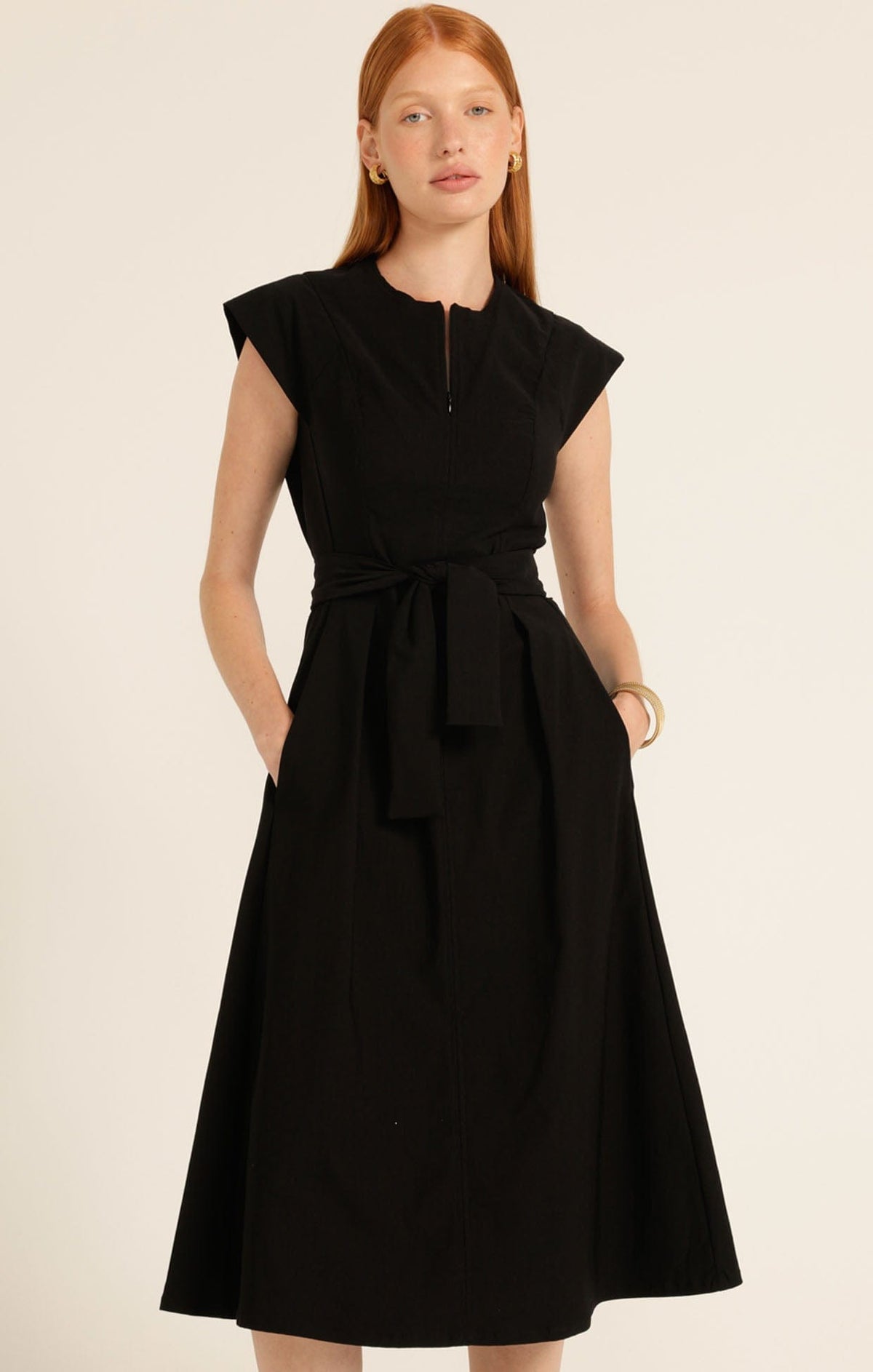 Sacha Drake ZIP FRONT FIT AND FLARE DRESS IN BLACK D10-SOC