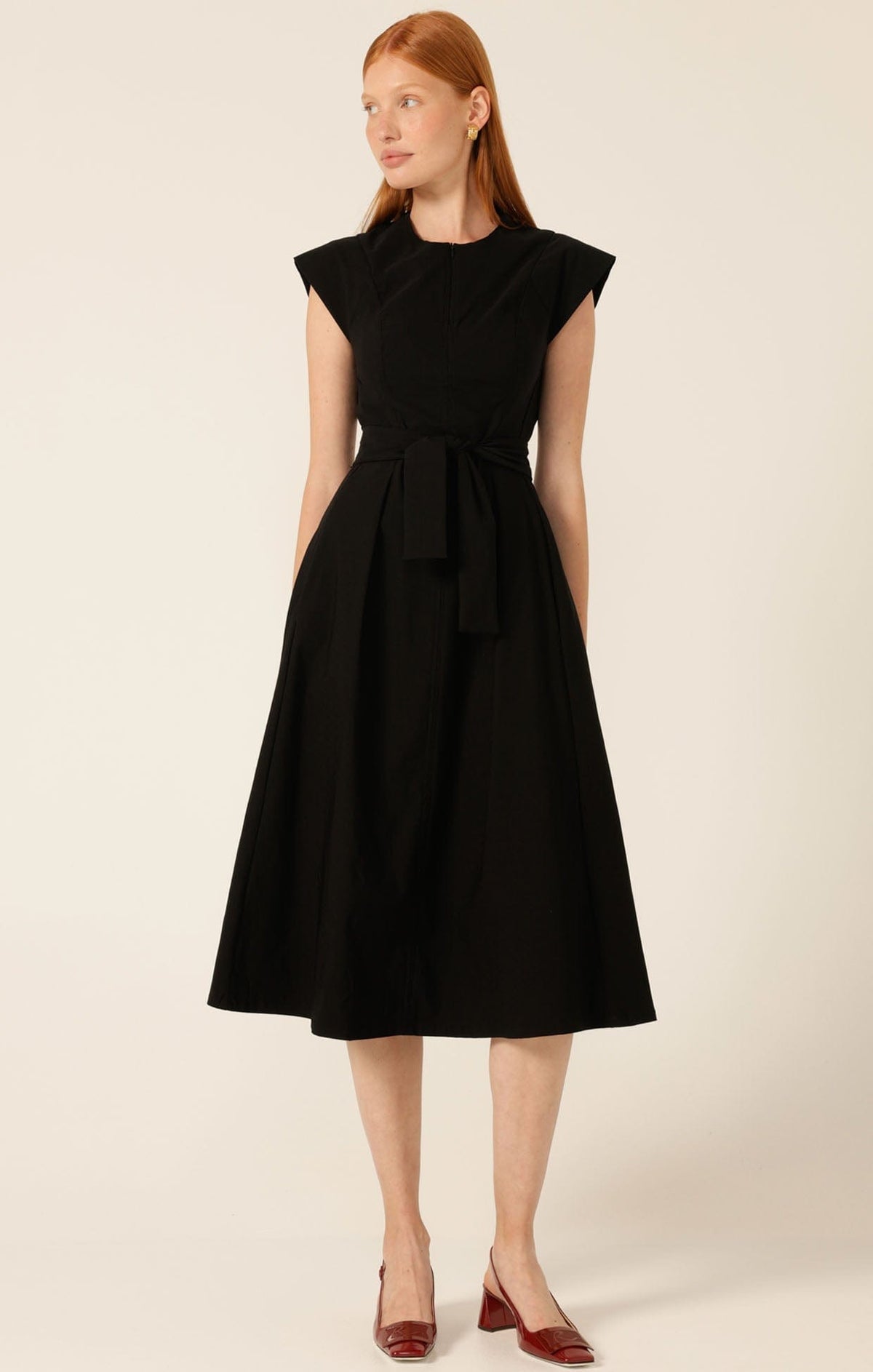 Sacha Drake ZIP FRONT FIT AND FLARE DRESS IN BLACK D10-SOC