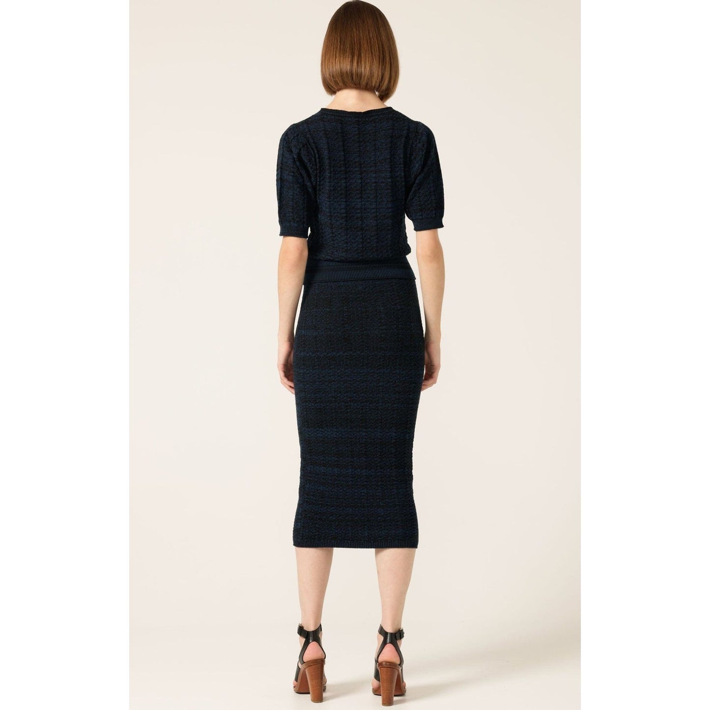 Sacha Drake CHEVRON KNIT PENCIL SKIRT IN OCEAN BLACK S02-KNIT