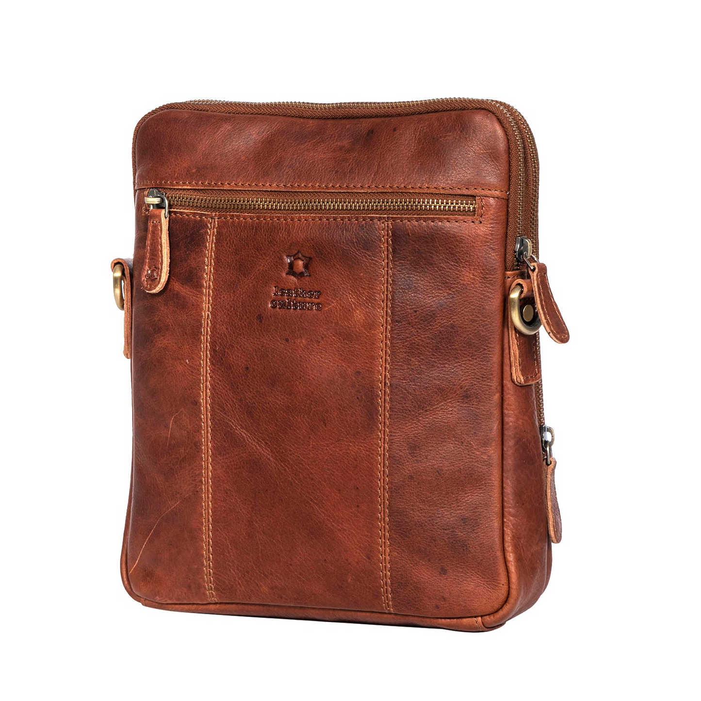 JEFFY - genuine leather round zip crossbody handbag