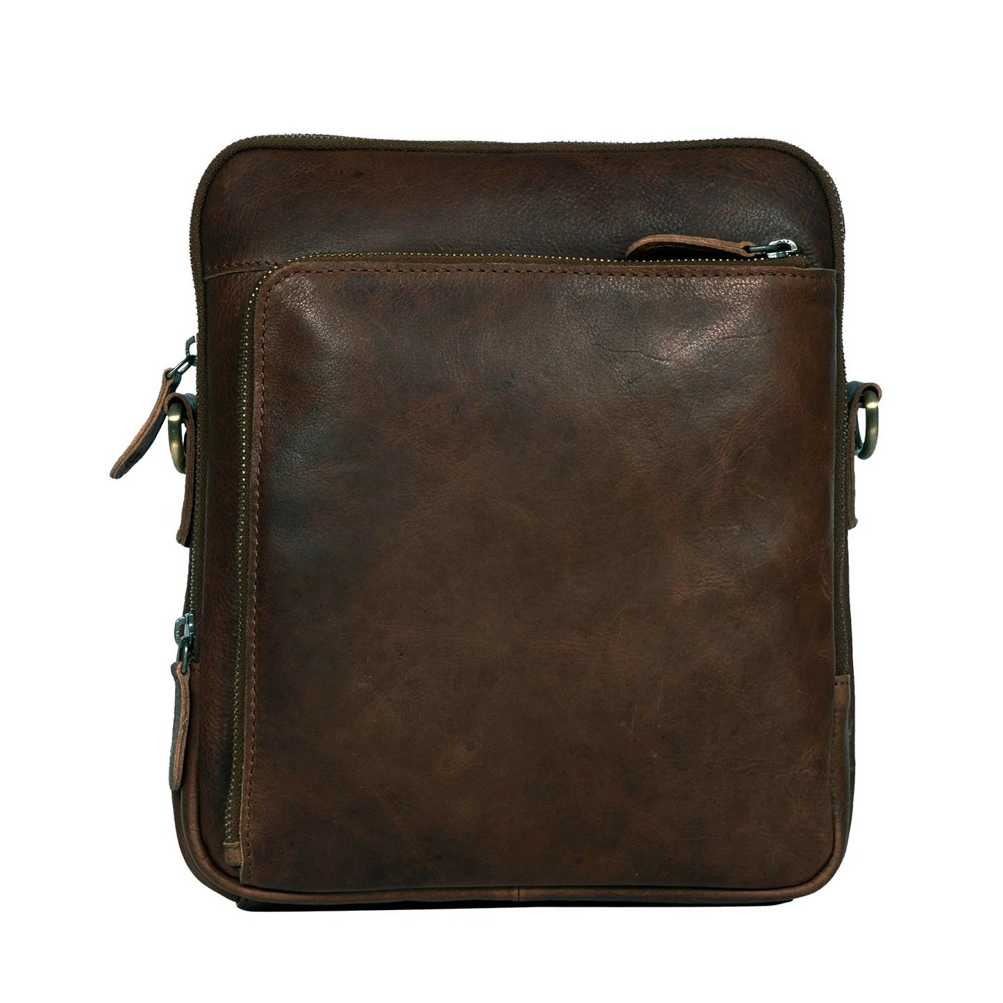 JEFFY - genuine leather round zip crossbody handbag