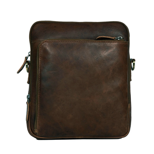 JEFFY - genuine leather round zip crossbody handbag