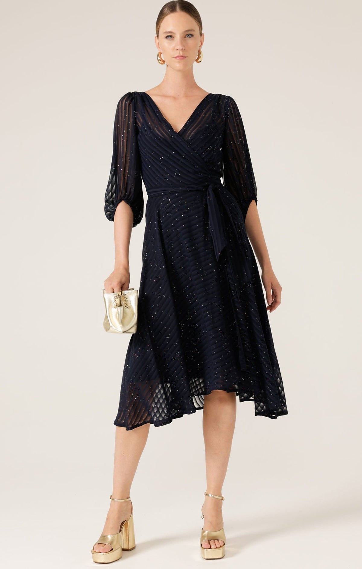 Sacha Drake Vivienne wrap dress navy sparkle 
