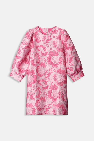 Pom Floral Jacquard Raspberry- Dress