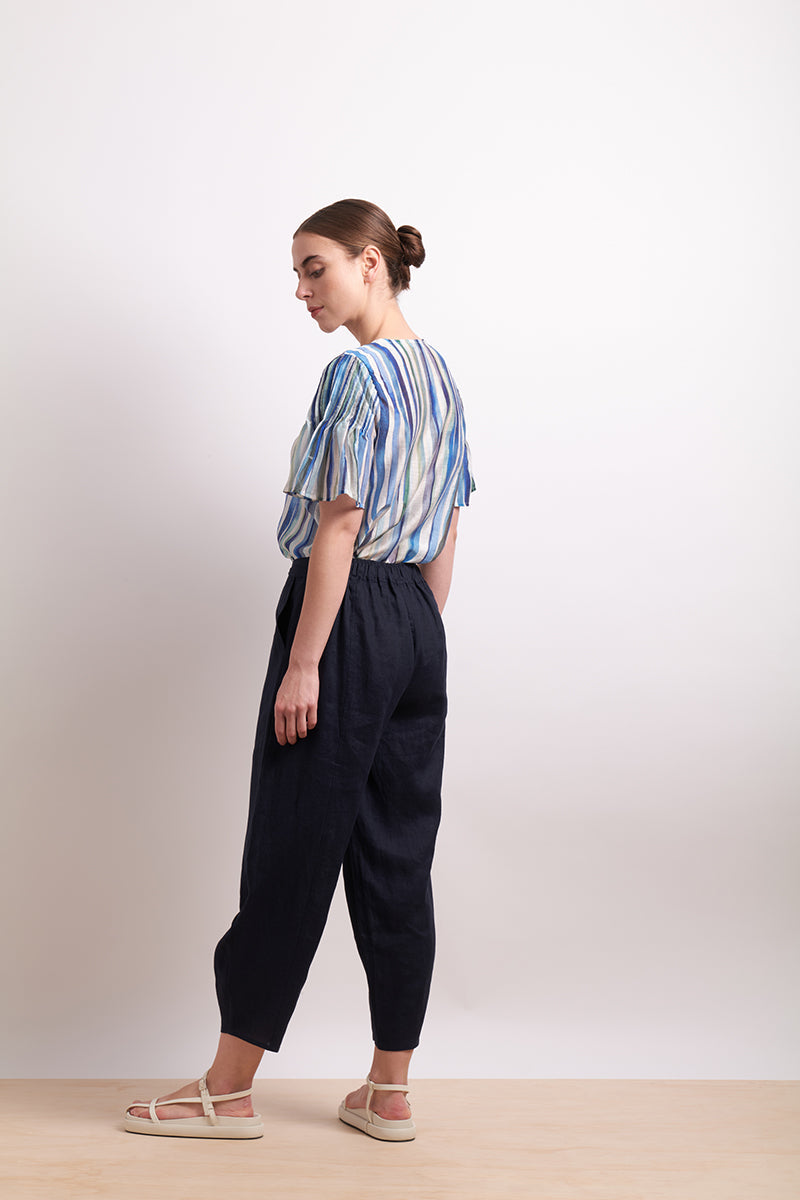 Neris Azure Stripe Draw The Line Blouse