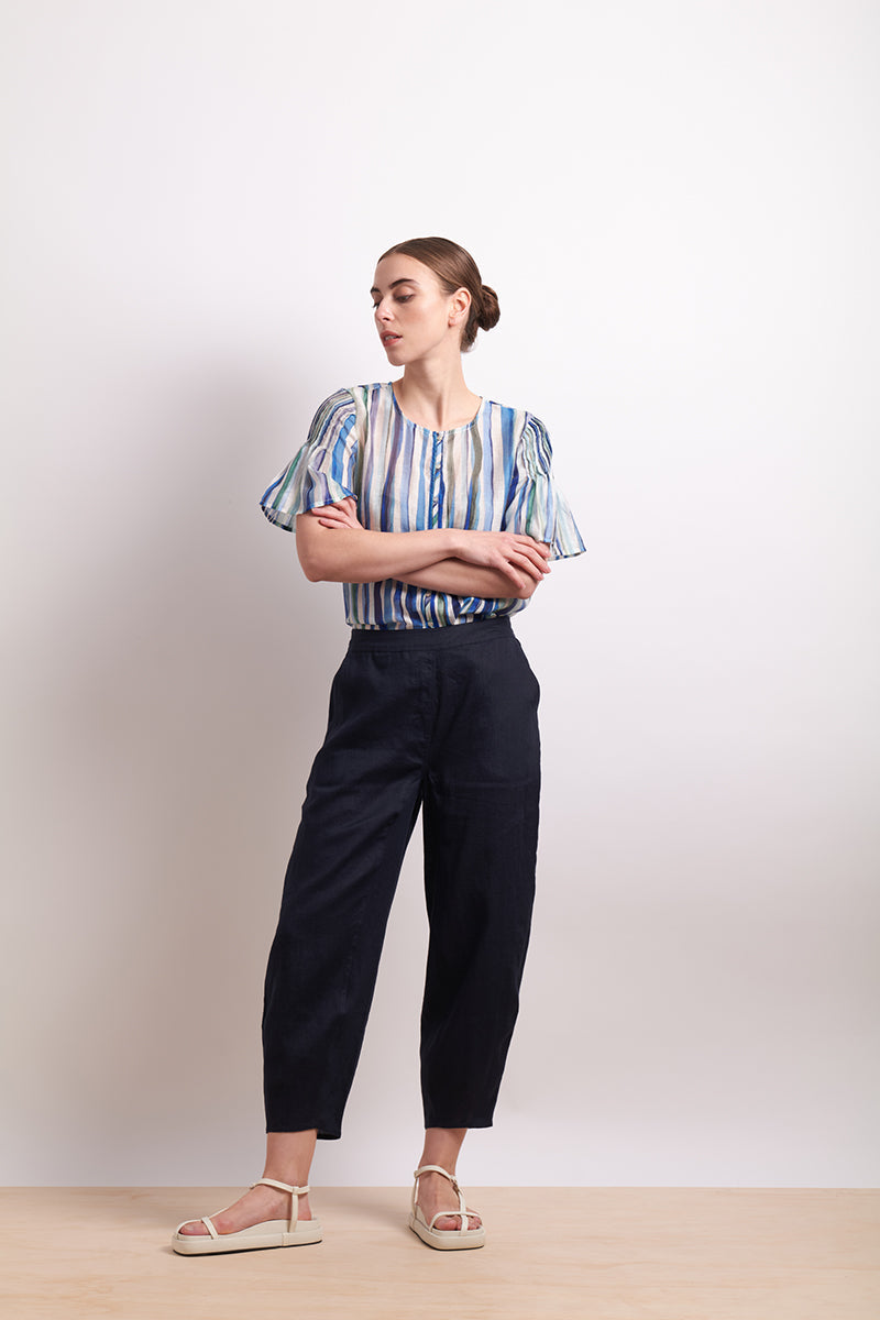 Neris Azure Stripe Draw The Line Blouse