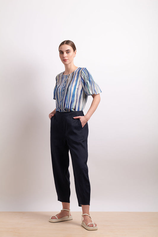 Neris Azure Stripe Draw The Line Blouse