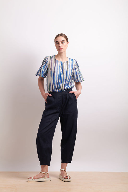 Neris Azure Stripe Draw The Line Blouse