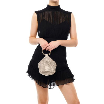 Olga Berg Ellie Crystal Mesh Handle Bag