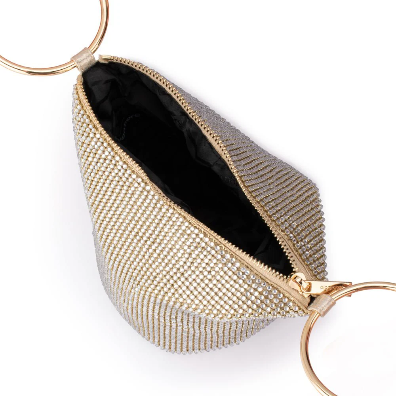 Olga Berg Ellie Crystal Mesh Handle Bag