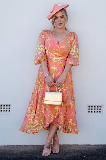 Sasha Drake Peach Faced Wrap Dress