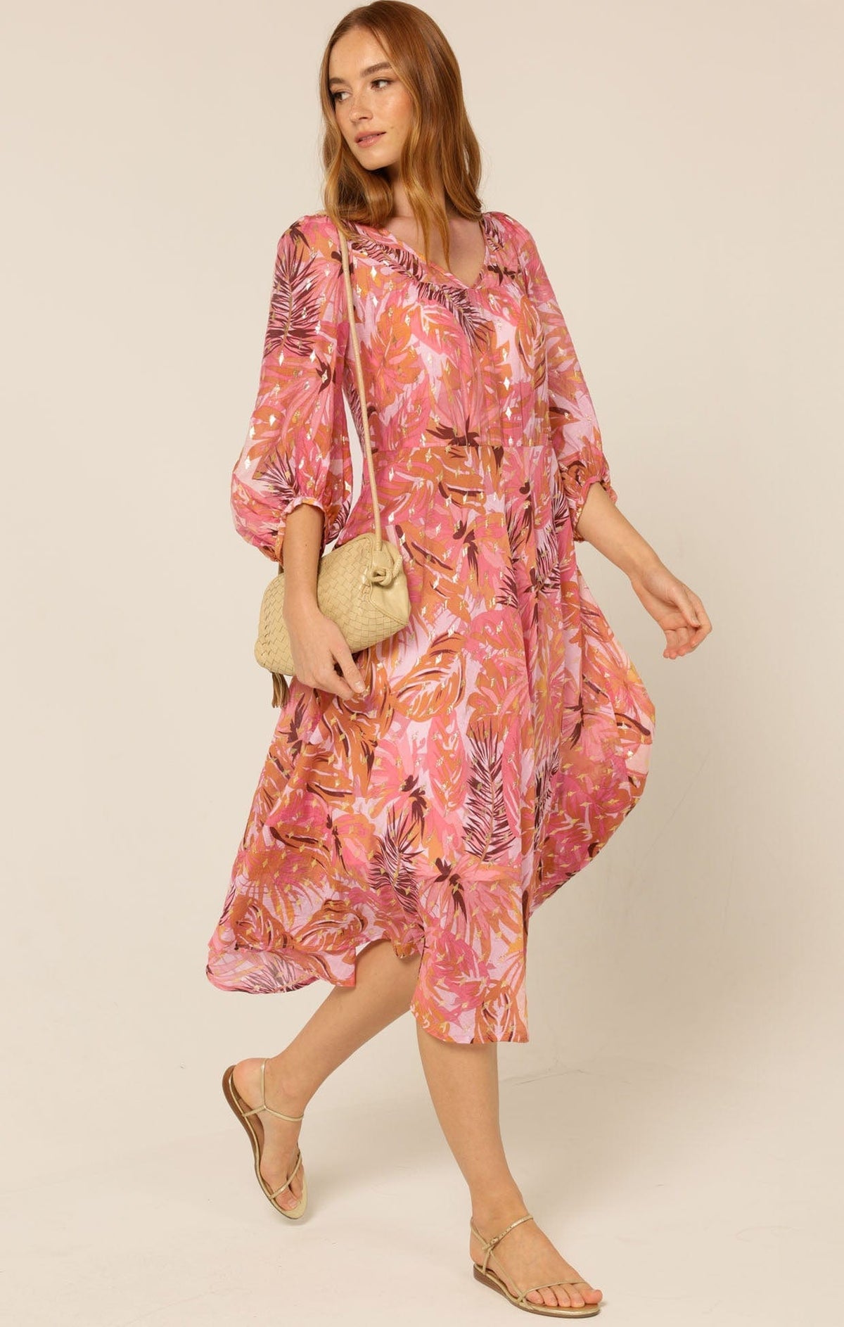 Sacha Drake sangria splash dress pink orange tropical