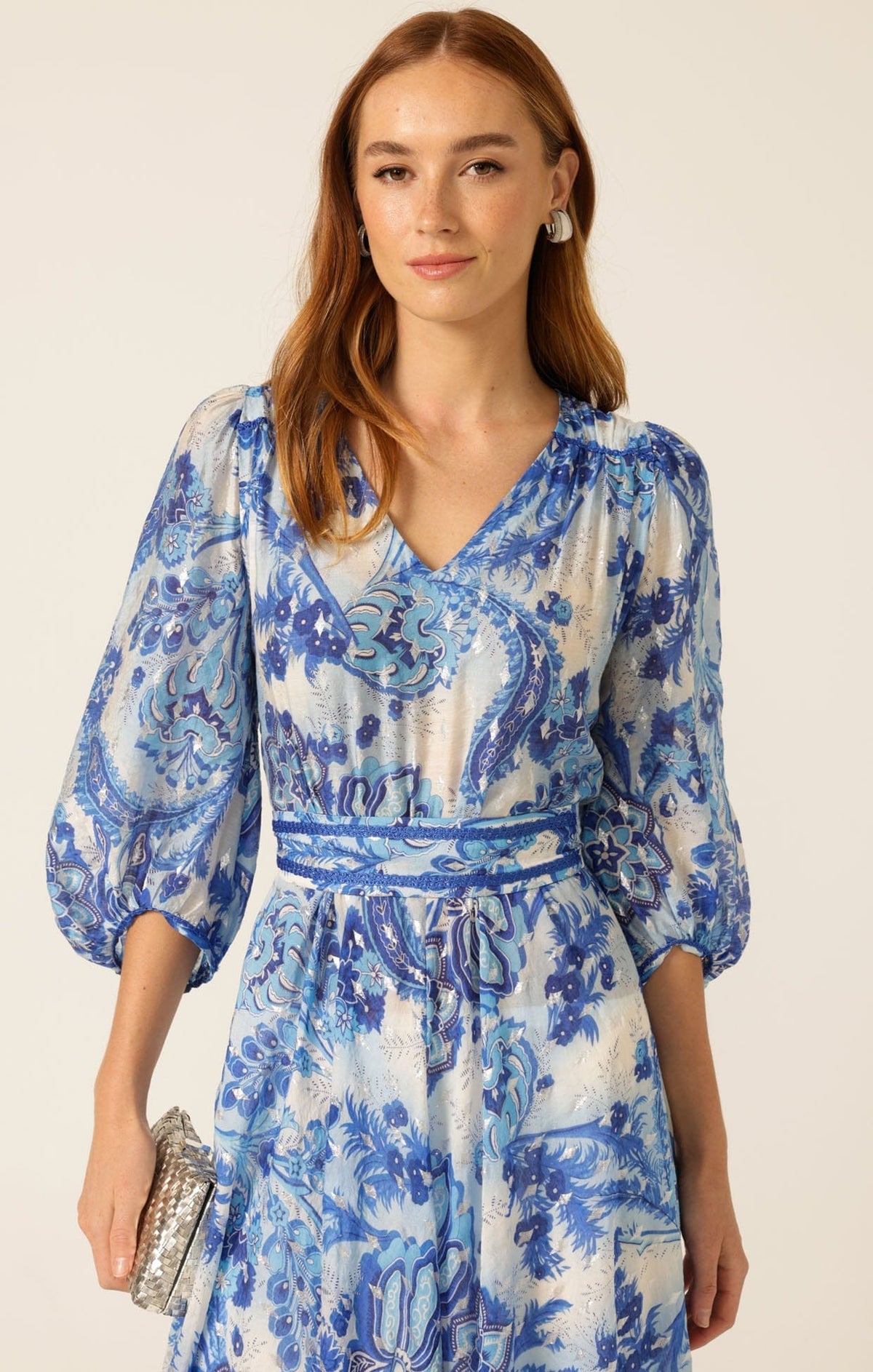Sacha Drake Mykonos Midi Dress - Blue Silver
