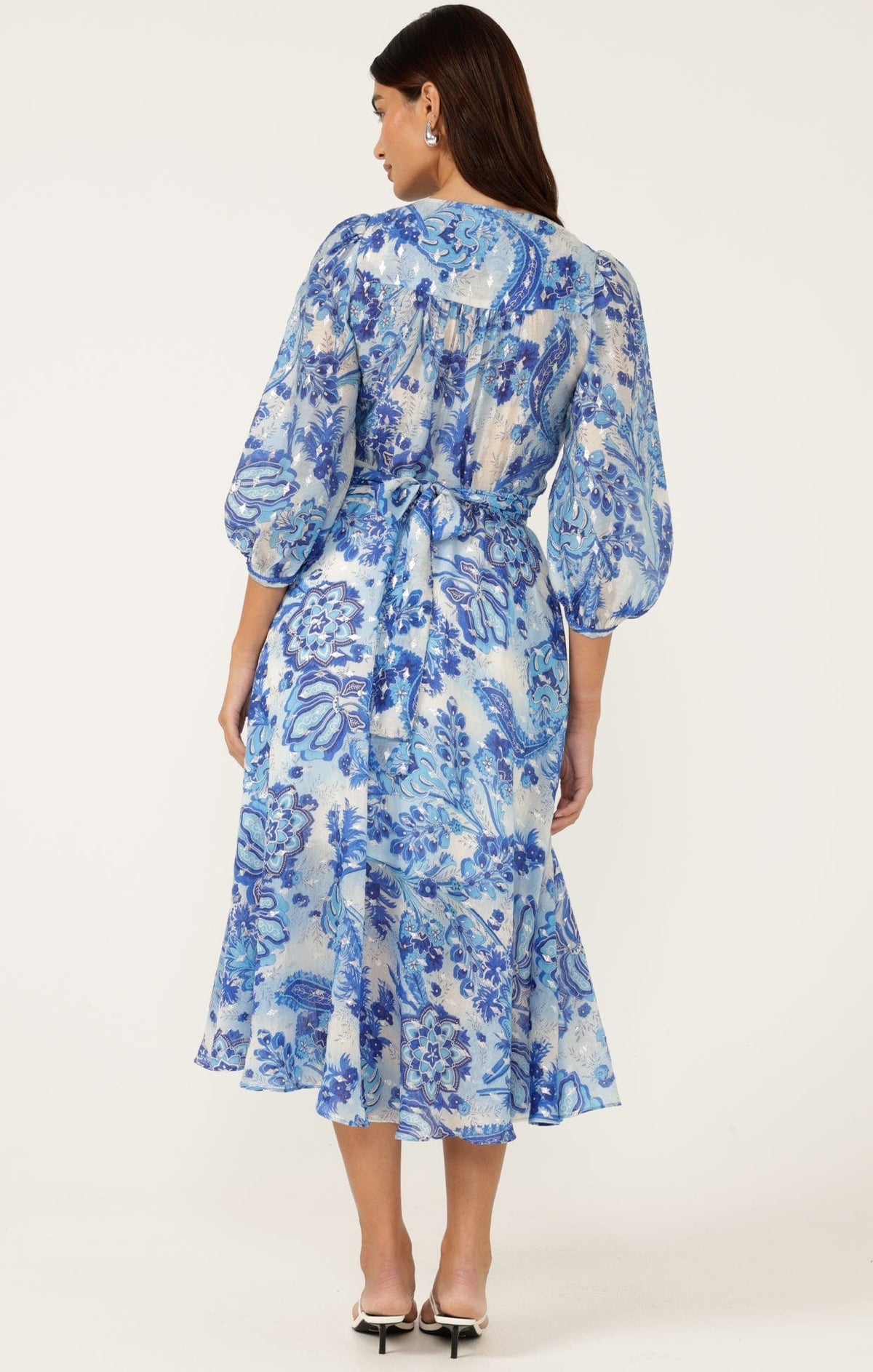 Sacha Drake Mykonos Midi Dress - Blue Silver