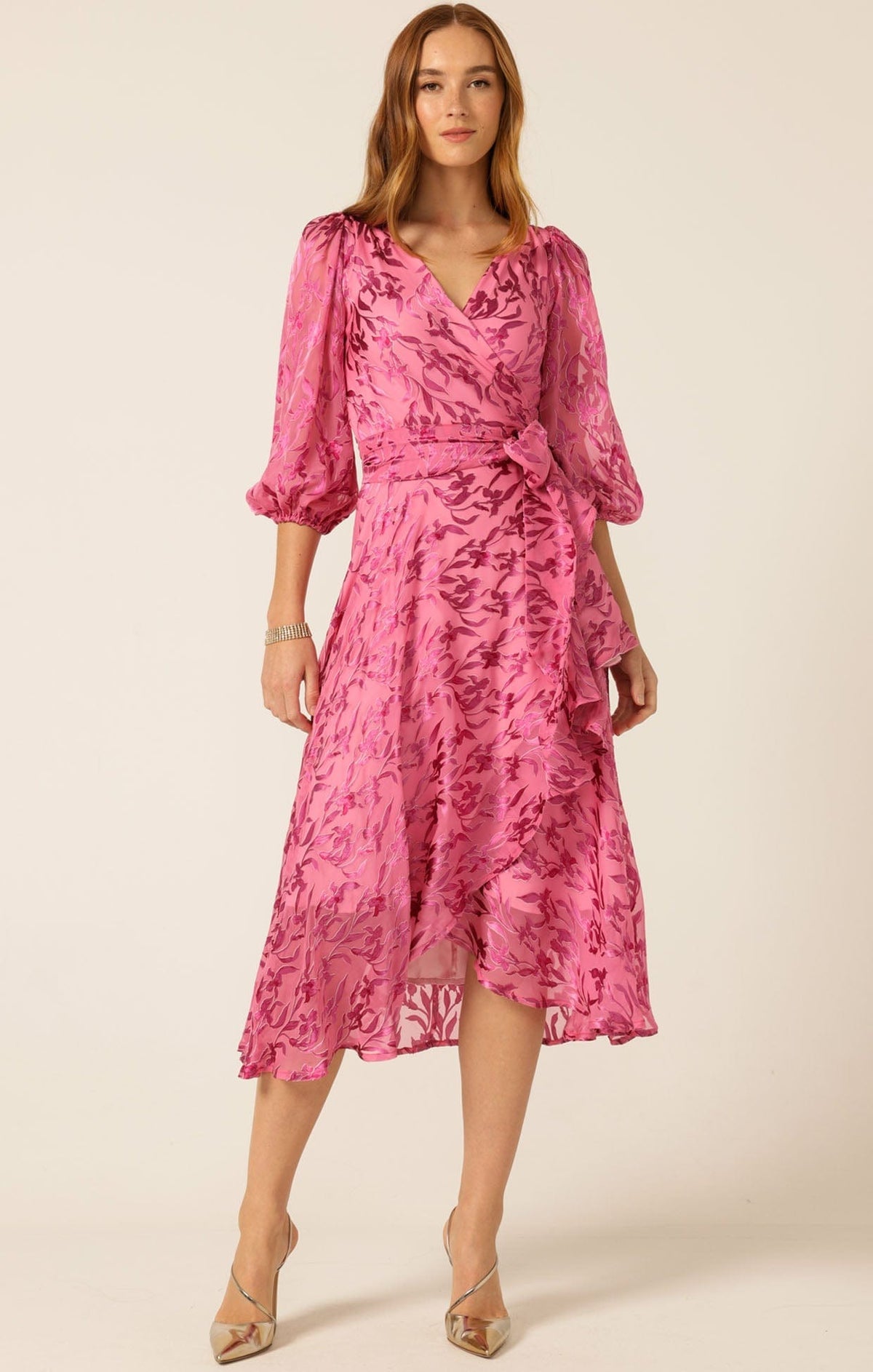 Sacha Drake Sherbet Breeze Midi Wrap Dress- Magenta