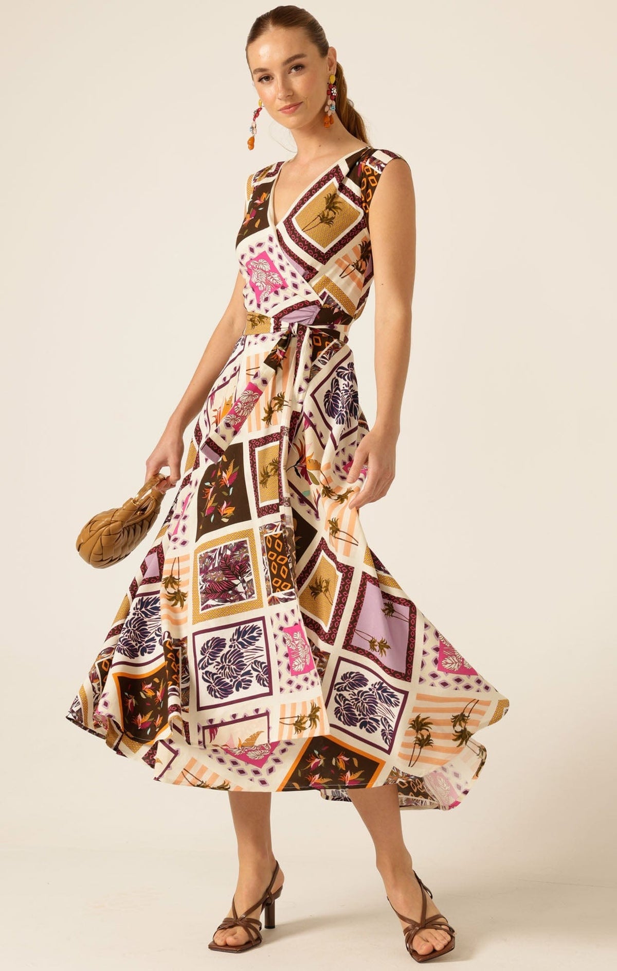 Sacha Drake Sunset Chase Wrap Dress - Magenta Choc Tile