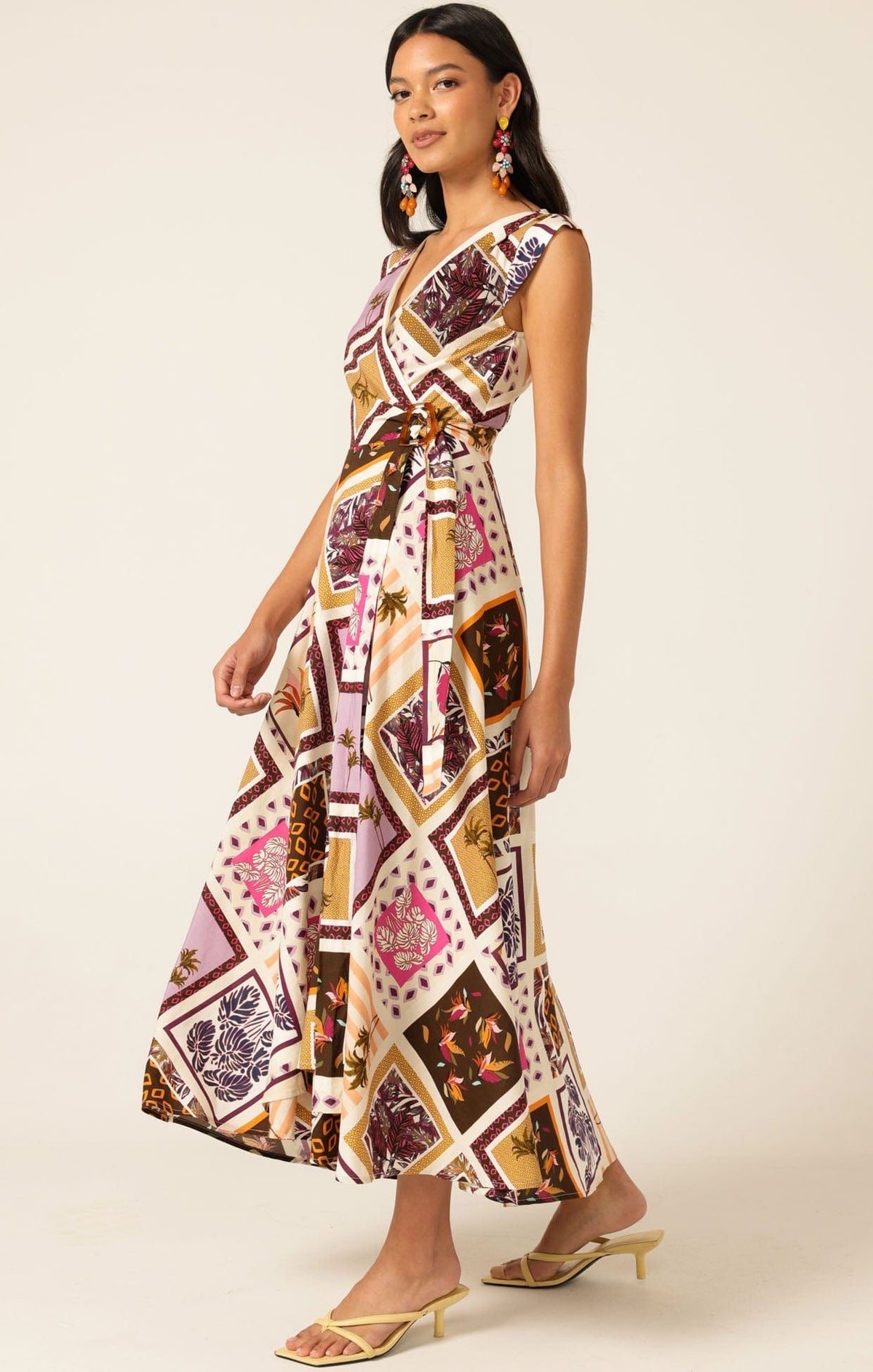 Sacha Drake Sunset Chase Wrap Dress - Magenta Choc Tile