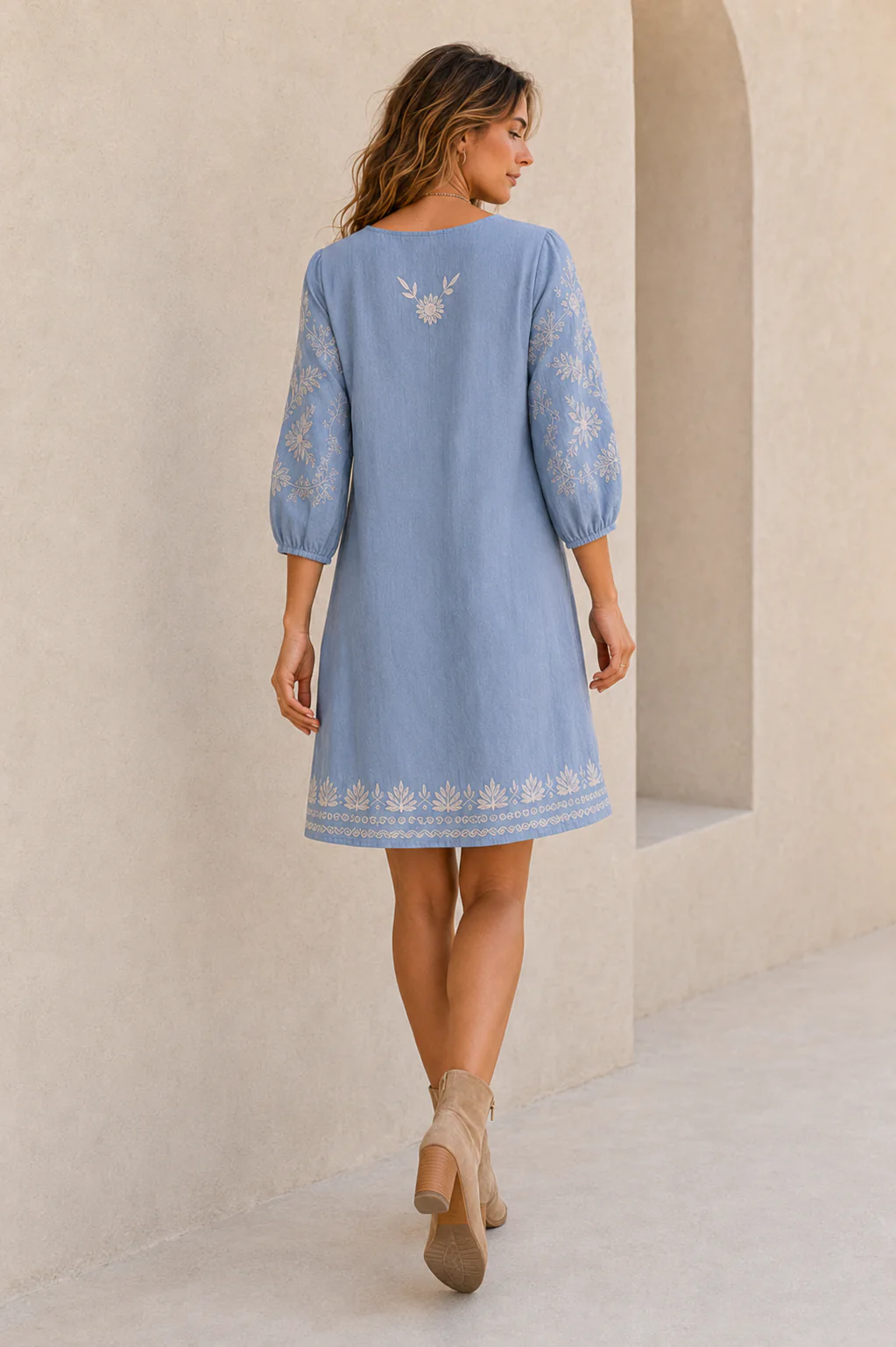 Azure & Indigo Feather Dress Chambray