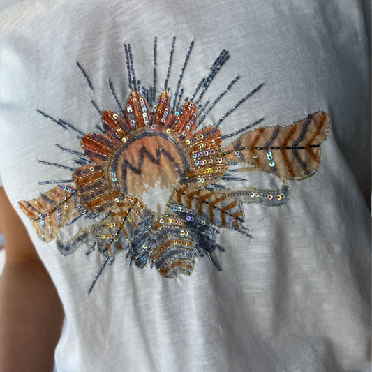 Mos Mosh Tonia O-Ss Glam Tee Ecru