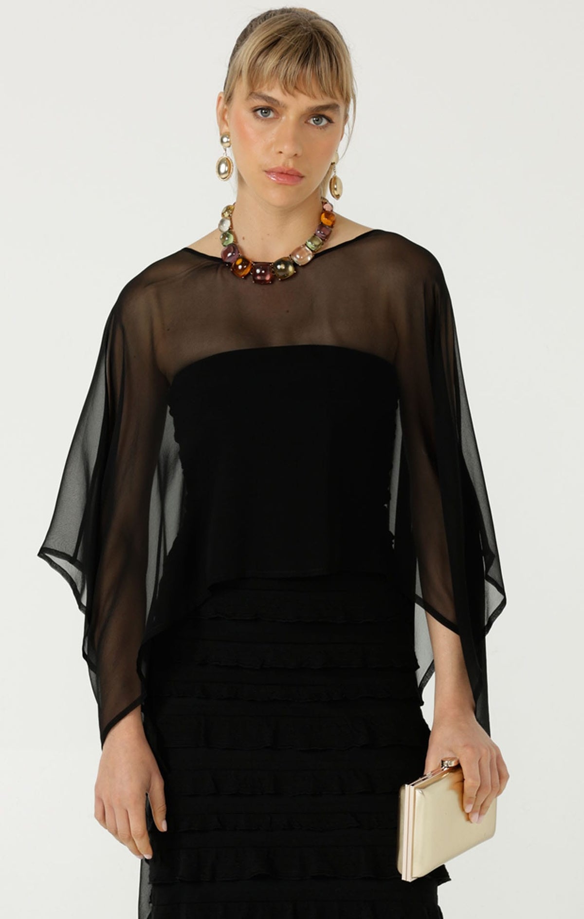 Sacha Drake Sheer Cape ~ Black OS