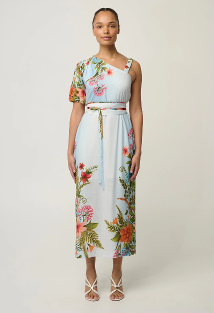 Once Was Elodie One Shoulder Linen Dress - Bloomscape